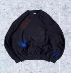 レアhand paint 無地スウェットM 短丈　ブラック　フルーツオブザルーム