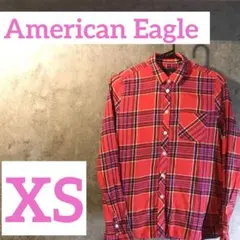 レディース✴︎American Eagle 赤 チェック柄 ネルシャツ　XSサイズ
