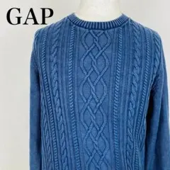美品 GAP ギャップ ケーブル編みセーター ニット ダークブルー 　0121B