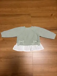 après les cours リボン付き ニット 重ね着風 90cm
