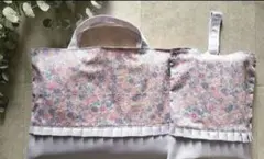 花柄 レッスンバッグ 上履き入れ　2点セット