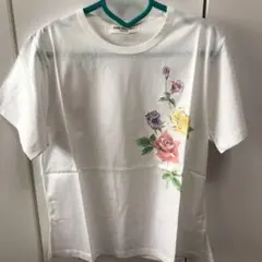 【新品】京手描友禅薔薇レディースＴシャツ 半袖 日本製100％綿　白＆黒5種類