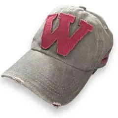 新品☆キャップ 帽子 アメカジ ヴィンテージ風 ダメージ メンズ W グレー