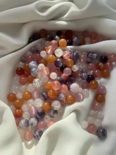 ピンク、紫、オレンジ系天然石107g ブレスレットやアクセサリー作りに