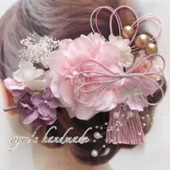 桜ピンク〜和装花髪飾り〜結婚式　成人式　卒業式　振袖　着物　入学式　七五三袴水引