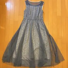 美品 アサクラ ノースリーブ レースドレス 結婚式 ライトブルー 38 