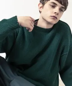 SLICK バルキーダメージニット　グリーン　1