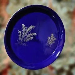 深川製磁　有田焼　大皿　食器　青色植物模様の円形
