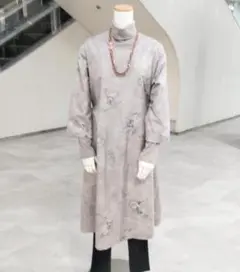 ロングワンピース・大島紬・裏地あり・スマホ入れポシェット付き