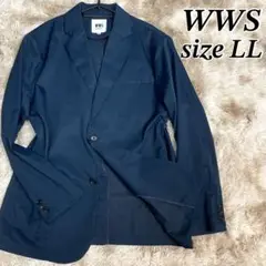 美品　WWS テーラードジャケット　ストレッチ　洗える　ネイビー　メンズ　XL