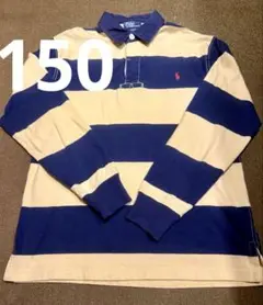 ラルフローレン・ラガーシャツ・クリーム色ネイビー・150