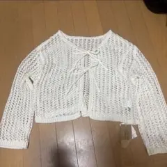 新品 tip top 2WAY 透かし編み カーディガン アイボリーのサムネイル