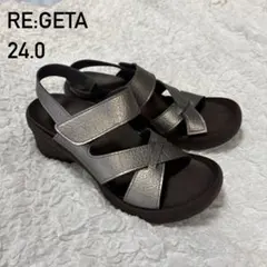 美品　リゲッタ　クロスベルトウェッジサンダル　シルバー　24.0のサムネイル
