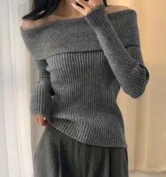 off shoulder ニットセーター