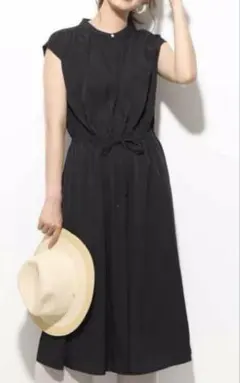 vis ノースリーブロングワンピース 2wayデザイン 黒