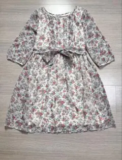 マタニティワンピース　M 花柄　春　夏　透け感　七分袖　裏地付き　授乳口付き