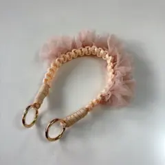 パラコード ハンドストラップ くすみベージュピンク シャンパンクリーム