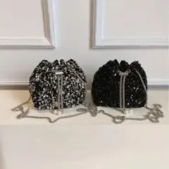 ビーズ装飾 ショルダーバッグ シルバー