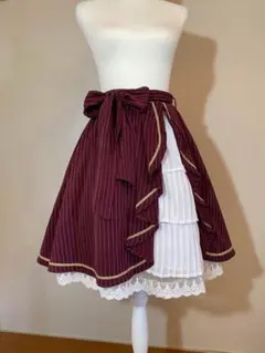 Axes femme Kawaii ストライプ柄フリルスカート ボルドーのサムネイル