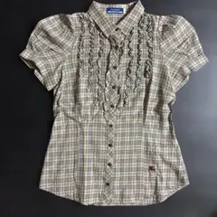 BURBERRY BLUE LABEL ボウタイ ブラウス ロゴ刺繍 丸襟 M - メルカリ