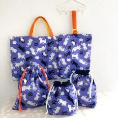 入園入学　レッスンバッグ　シューズ　お弁当　コップ　着替え袋　猫　ネコ　ねこ