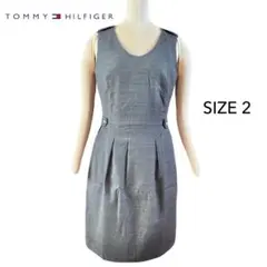 トミーヒルフィガー ノースリーブ ワンピース グレー ロゴボタン サイズ2