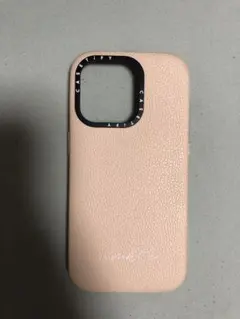 Casetify iPhone用ケース ベージュ　レザー 14pro カスタム