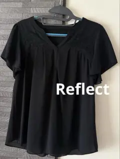 【美品】Reflect リフレクト 黒 レース切替 シフォンカットソー 9号 M