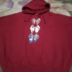 ピンクハウス系　ケティ花柄蝶プリント ワインレッド パーカー