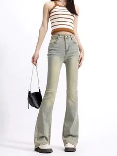 ハイウエストブーツカットデニム