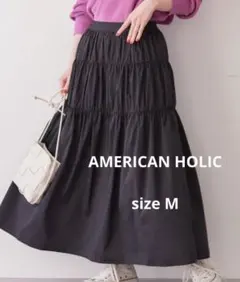 AMERICAN HOLIC ティアードギャザースカート ブラック M