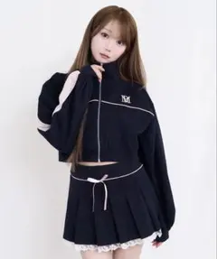 値下げ中Line jersey skirt setup ネイビーrosemuse