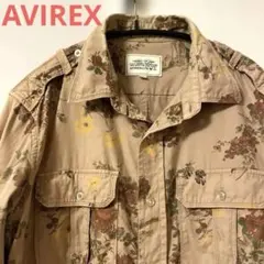 【梅雨時羽織にも出来るシャツ】AVIREX★レアな花柄ミリタリーシャツ★難ありのサムネイル