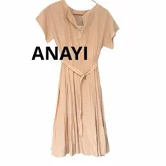 ANAYI リネン調オックススクエアノースリーブワンピース ターコイズ