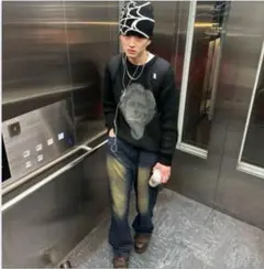 ビーニー ニット帽 韓国ファッション 男女兼用 スパイダー柄 y2k