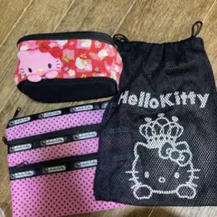 ハローキティ　ちりめんポーチ　和風　セット　メッシュ　サンリオ　着物⭐︎のサムネイル