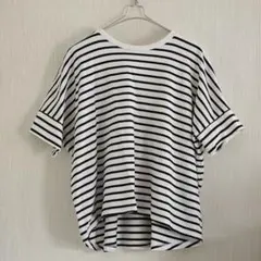ユニクロ コットンオーバーサイズボーダーT ホワイト Sサイズ