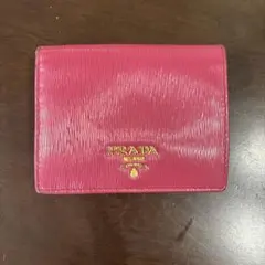 プラダ♡三つ折り財布 ヴィッテロムーブ レター 濃いピンク ゴールド