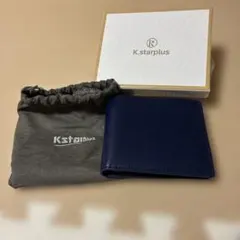 K.starplus 二つ折り財布 メンズ　ネイビー 財布　コンパクト