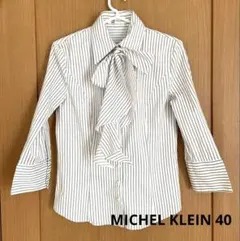 【MICHEL KLEIN】 リボン付きシャツ (40) 綿混 オフィス