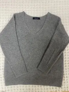 nano・universe カシミヤ100% グレー Vネックニット 長袖