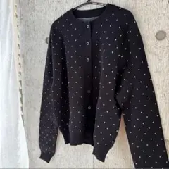 ベースメント　ドット柄 黒 カーディガン Fサイズ