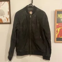 ブラックレザーボンバージャケット