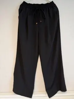 【a.v.v】ワイドパンツ ゴムウエスト ブラック S ポリエステル