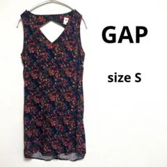【GAP】ギャップ(S)ワンピース　ノースリーブ　赤　夏　花柄　レーヨン
