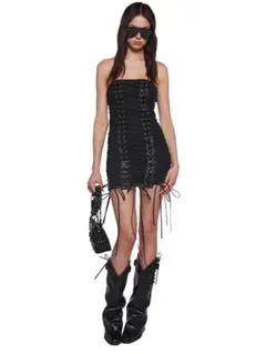 Current Moodストラップレス ブラックミニワンピース L