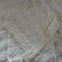 GRL フリルネック⭐︎シースルー M アイボリー