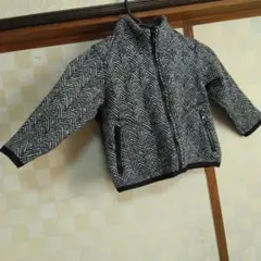 フリースジャケット ブラック・ホワイトヘリンボーン