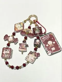 G061 ビーズストラップ クリスマスデザイン