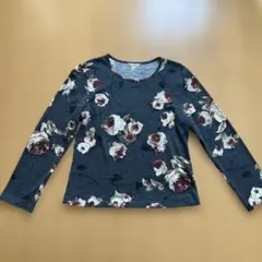 INGEBORG 花柄 長袖カットソー　チャコールグレー　M（大きめ）